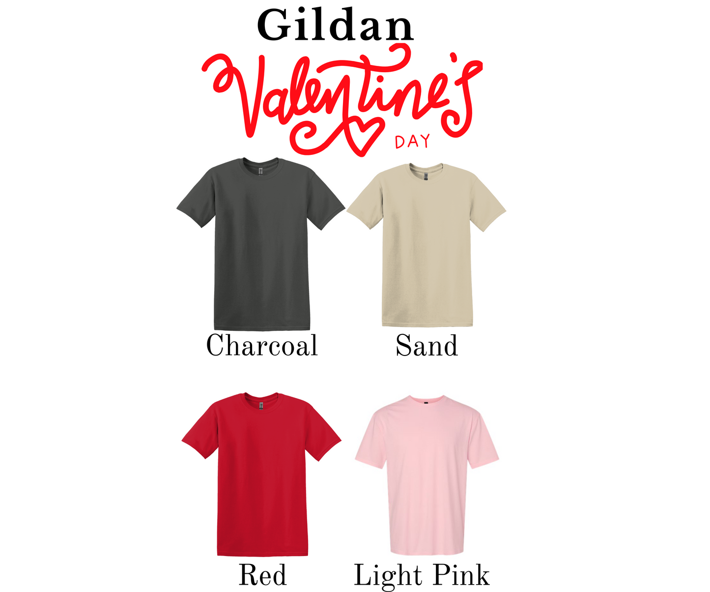 a group of four different colored shirts with the words gillan valentine's day