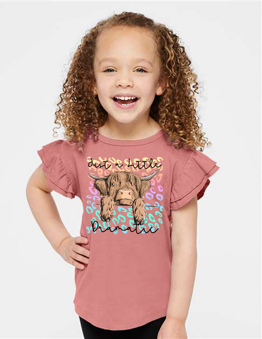 Just a Little Dramatic Highland Cow Sleeve Toddler T-Shirt