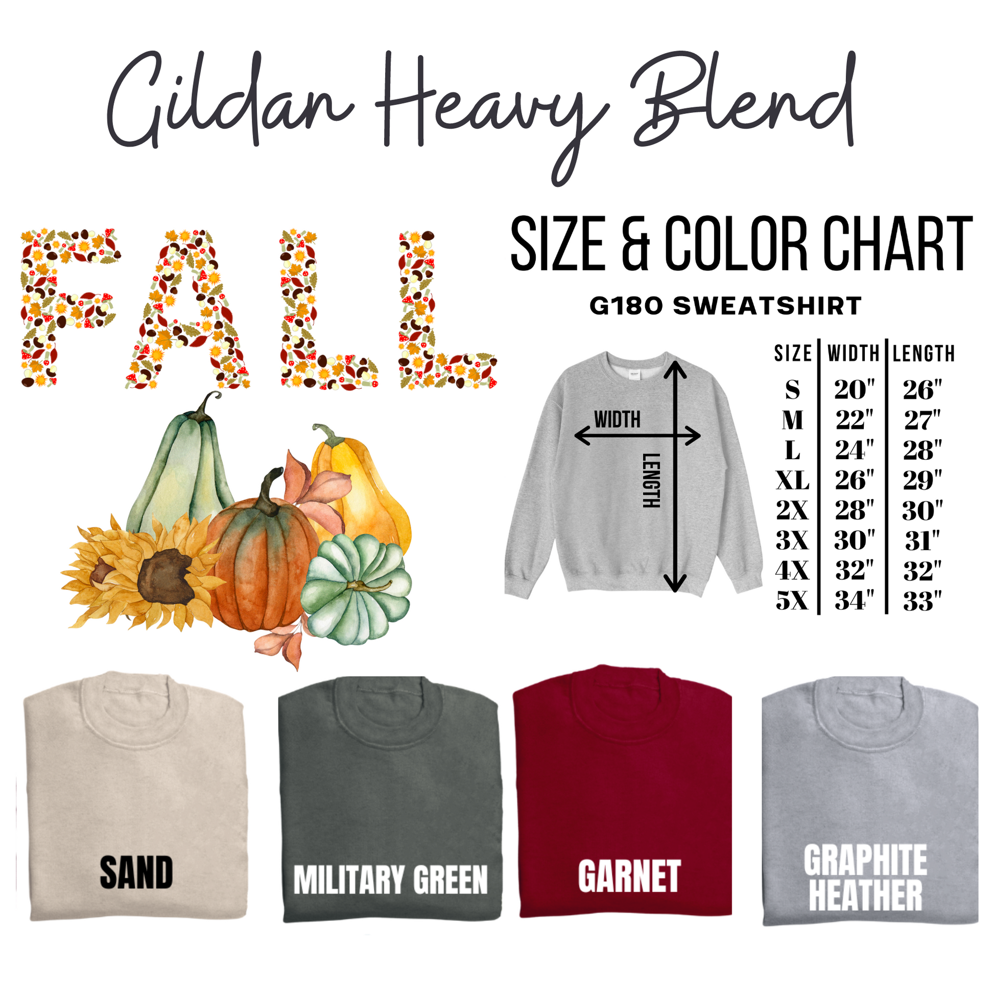 a graphic of a fall sweatshirt and a fall sweatshirt