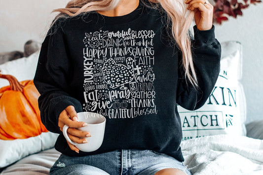 Thanksgiving Typography Gildan Sweatshirt