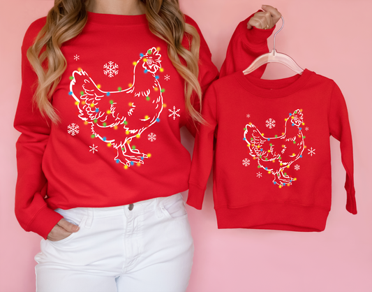 Christmas Chicken ADULT Tshirt or Sweatshirt