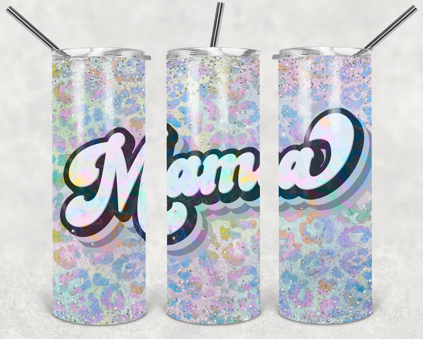 Mama Retro Glitter Pastel Tumbler