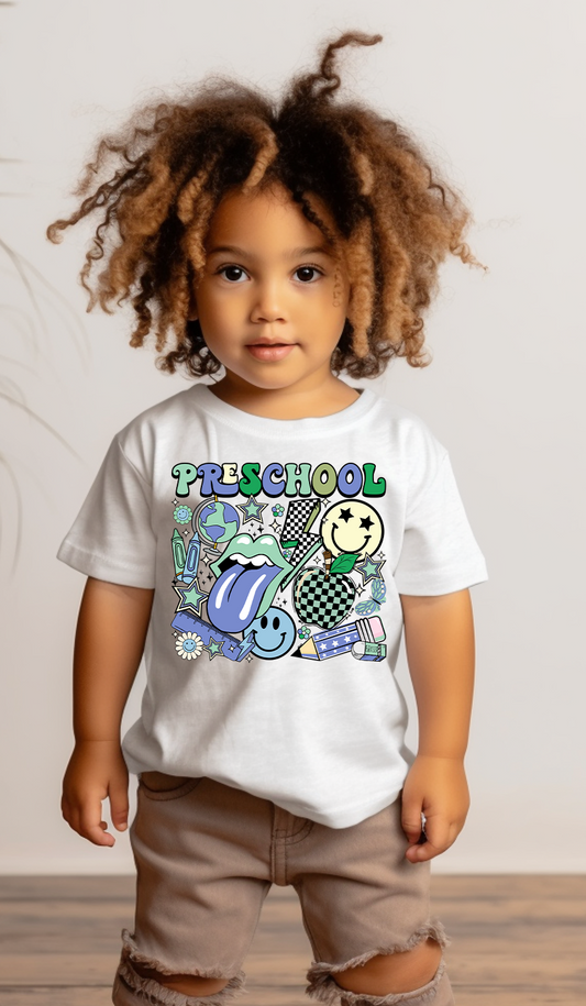 Back To School Blue Retro Kids T-Shirt