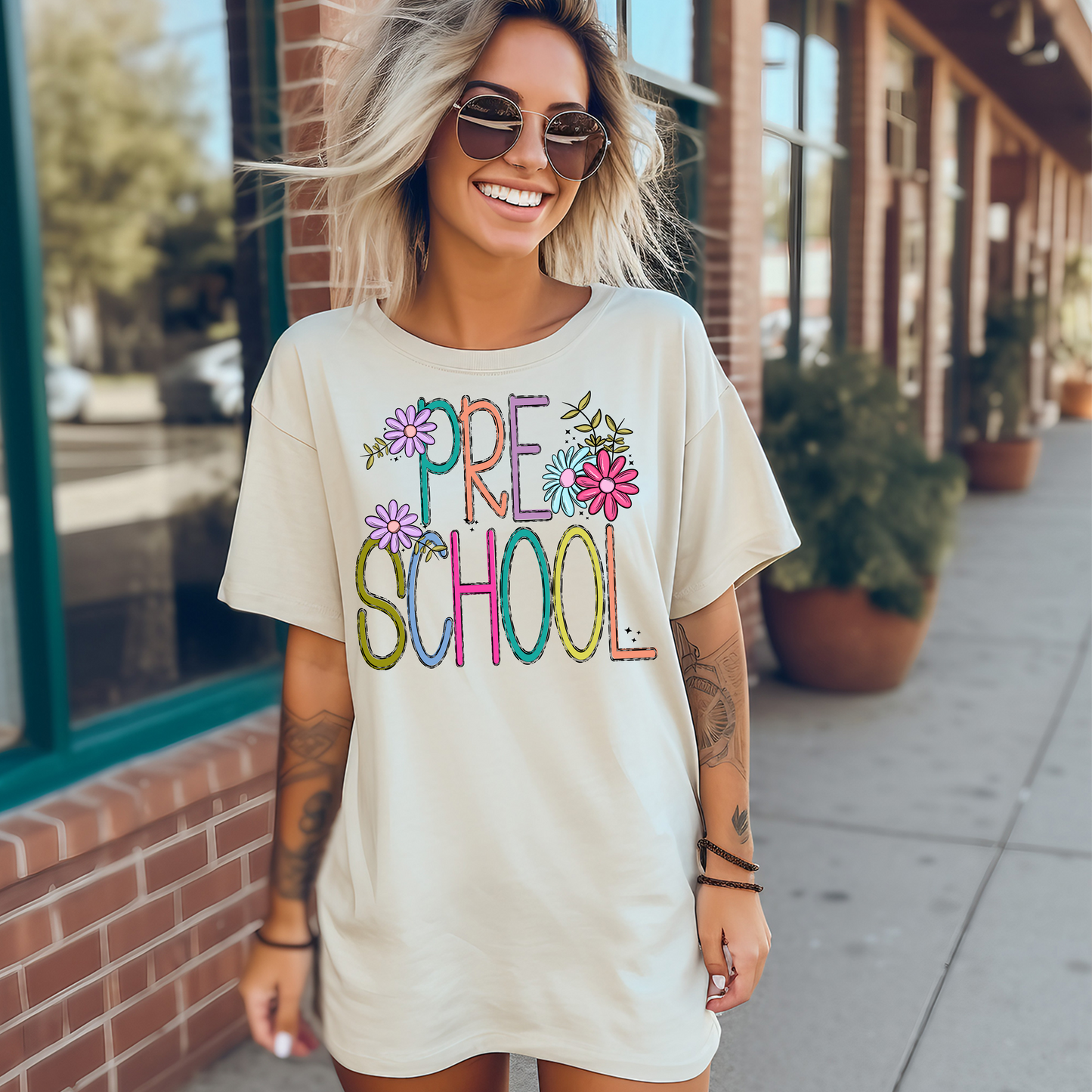 Back to School Floral Skinny Doodle Comfort Colors T-Shirt