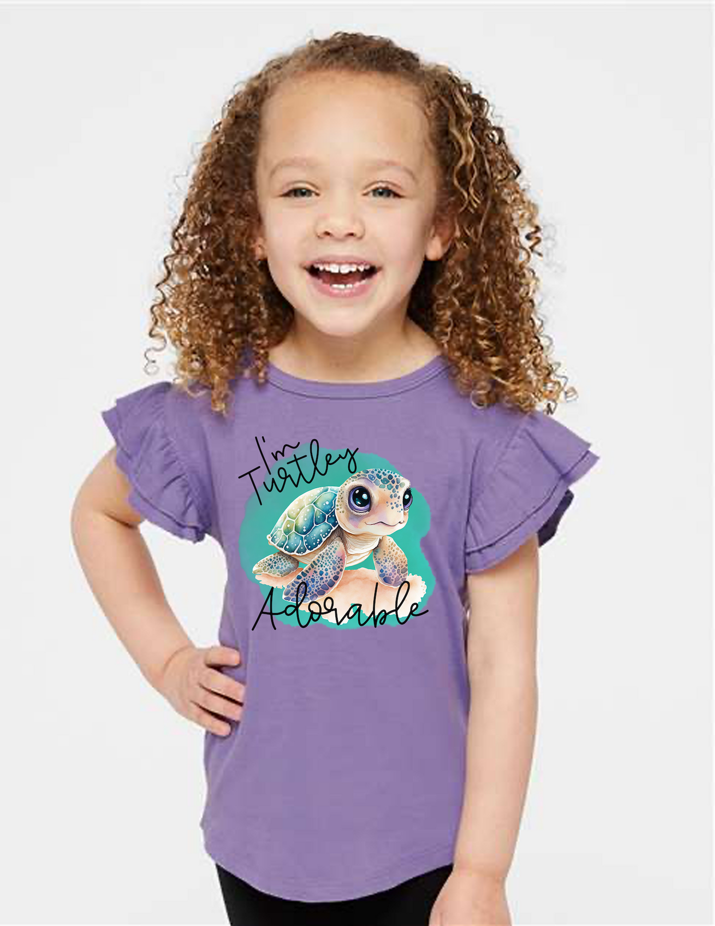 Turtley Adorable Flutter Sleeve Toddler T-Shirt