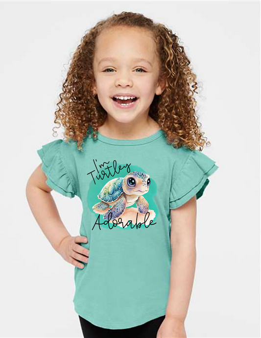 Turtley Adorable Flutter Sleeve Toddler T-Shirt