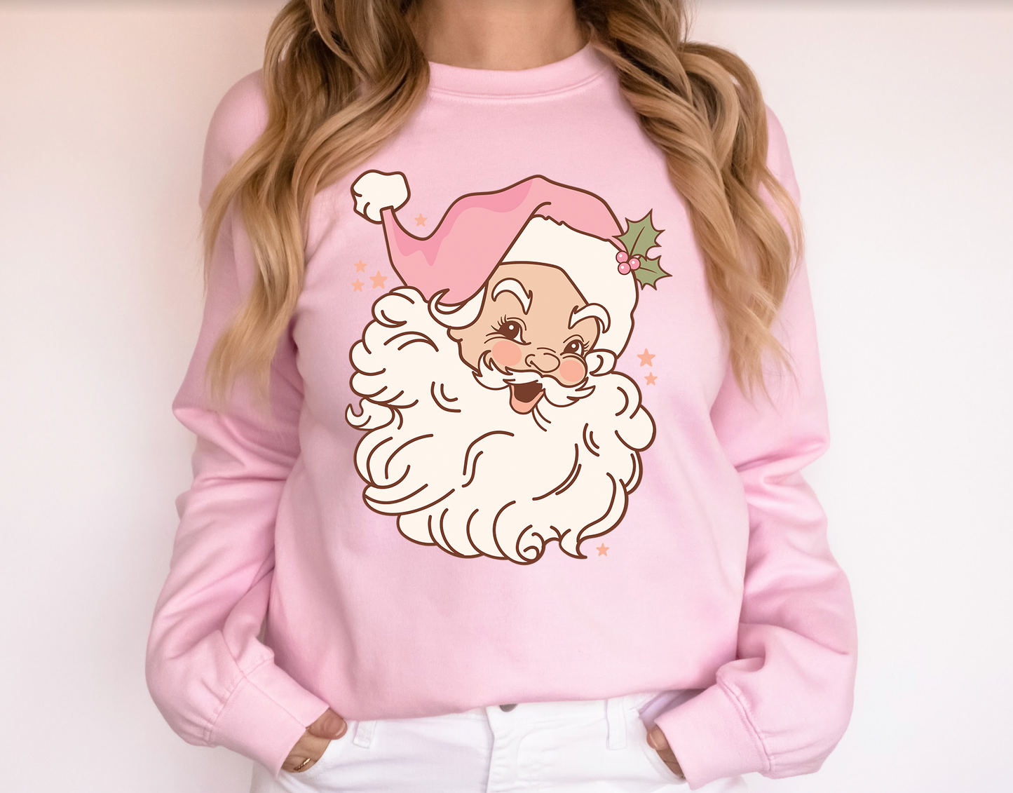 Retro Pink Santa Gildan Sweatshirt