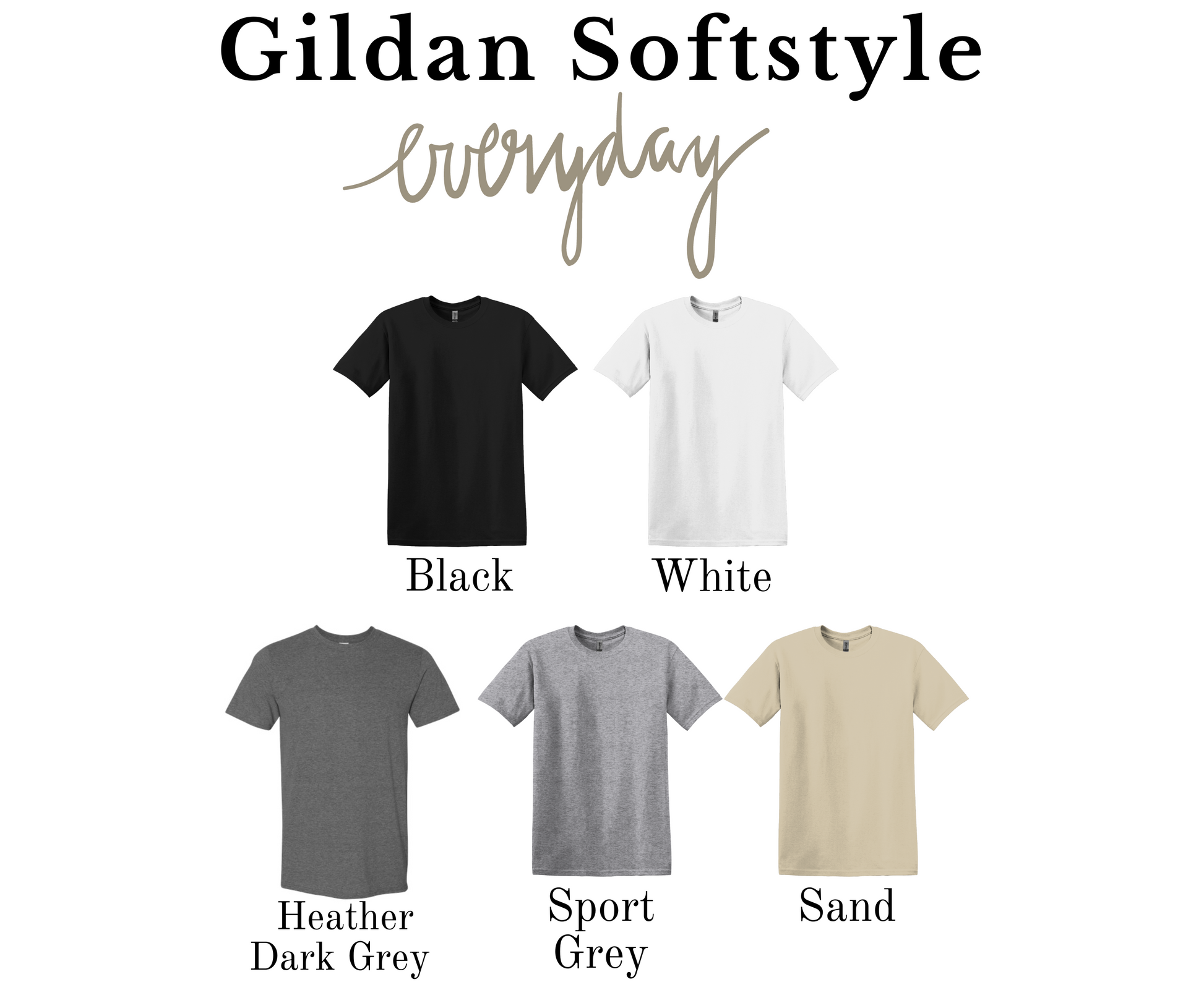a group of four different colored shirts with the words, gilan softstyte