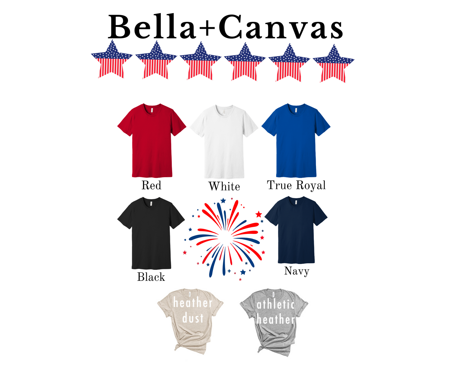 Heart American Flag Glitter Effect Bella Canvas T-shirt