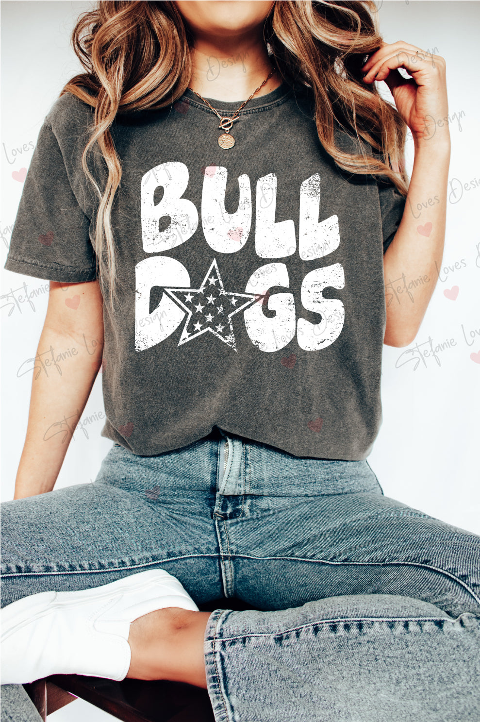 Bulldogs Star Stacked Grunge Comfort Colors T-shirt