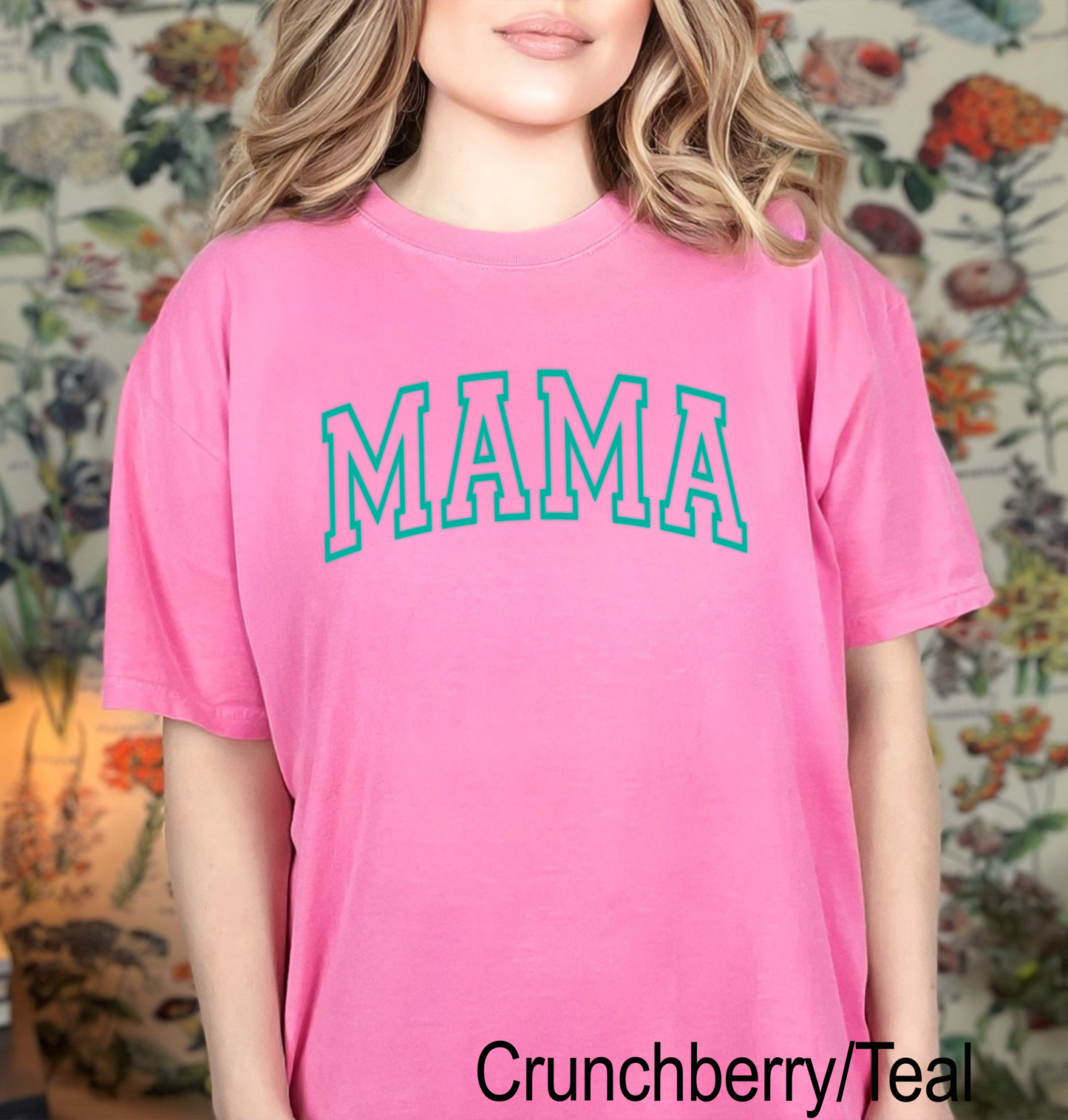Pink Shirt With Pink Puff Vinyl Mama Puff Vinyl Comfort Colors Long Sleeve  Unisex Fit Free Shipping Short Sleeve Mama Shirt 