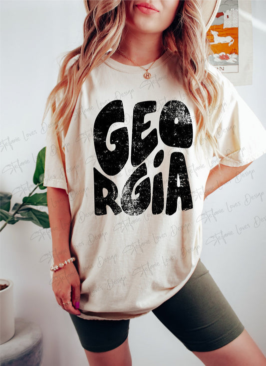 Distressed Georgia Stacked Comfort Colors T-shirt