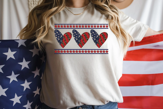 American Flag Heart Trio Bella Canvas T-Shirt