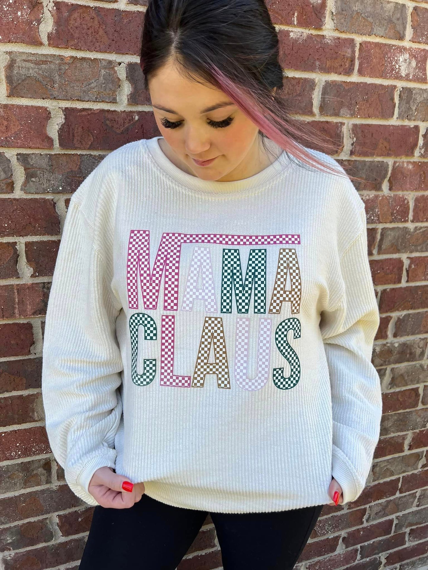 Mama Clause Oversized Corded Crew