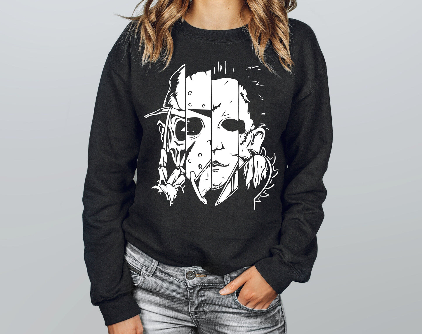 Horror Movie Faces Gildan Softstyle Sweatshirt
