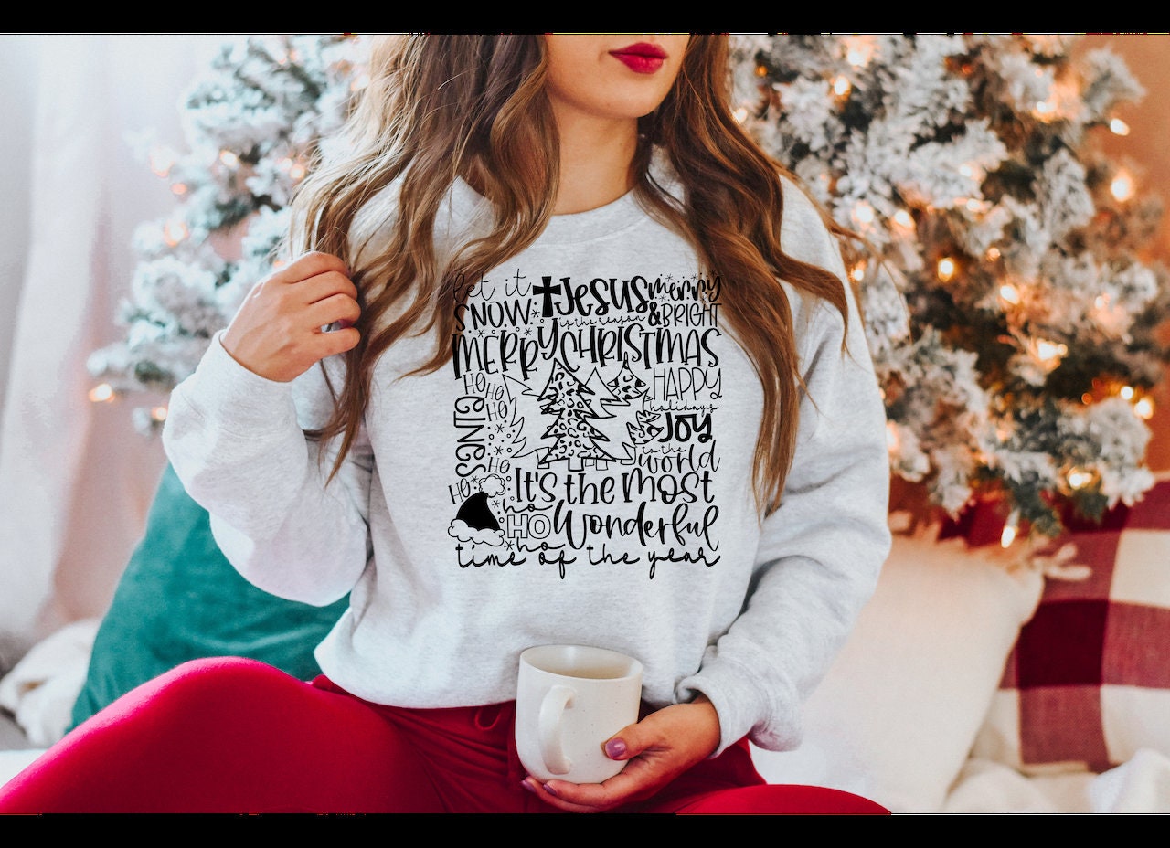 Christmas Typography Gildan Heavy Blend Sweatshirt