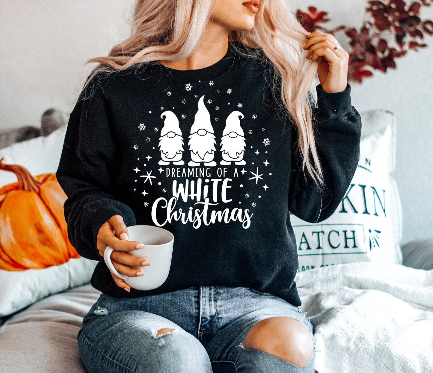 Im Dreaming of a White Christmas Gnomes Gildan Heavy Blend Sweatshirt