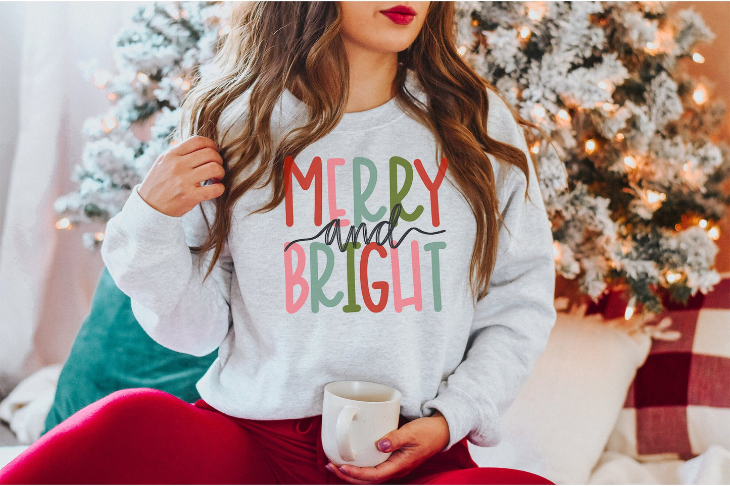 Christmas Merry and Bright Gildan Sweathshirt