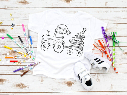 Christmas Tractor Kids Tshirt or Sweatshirt