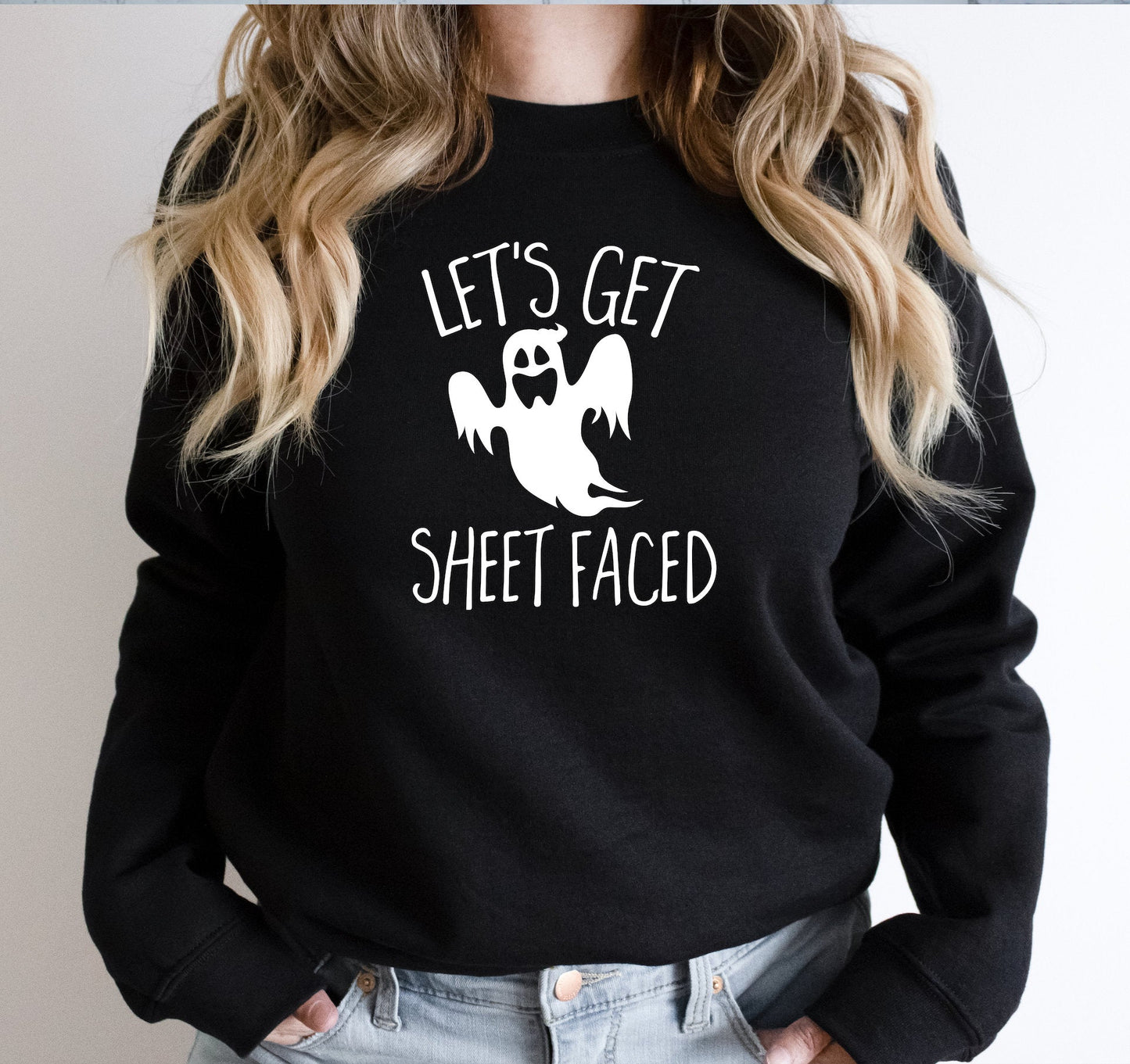 Lets Get Sheet Faced Ghost Gildan Softstyle Sweatshirt