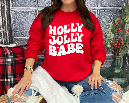 Holly Jolly Babe Christmas  Heavy Blend Sweatshirt