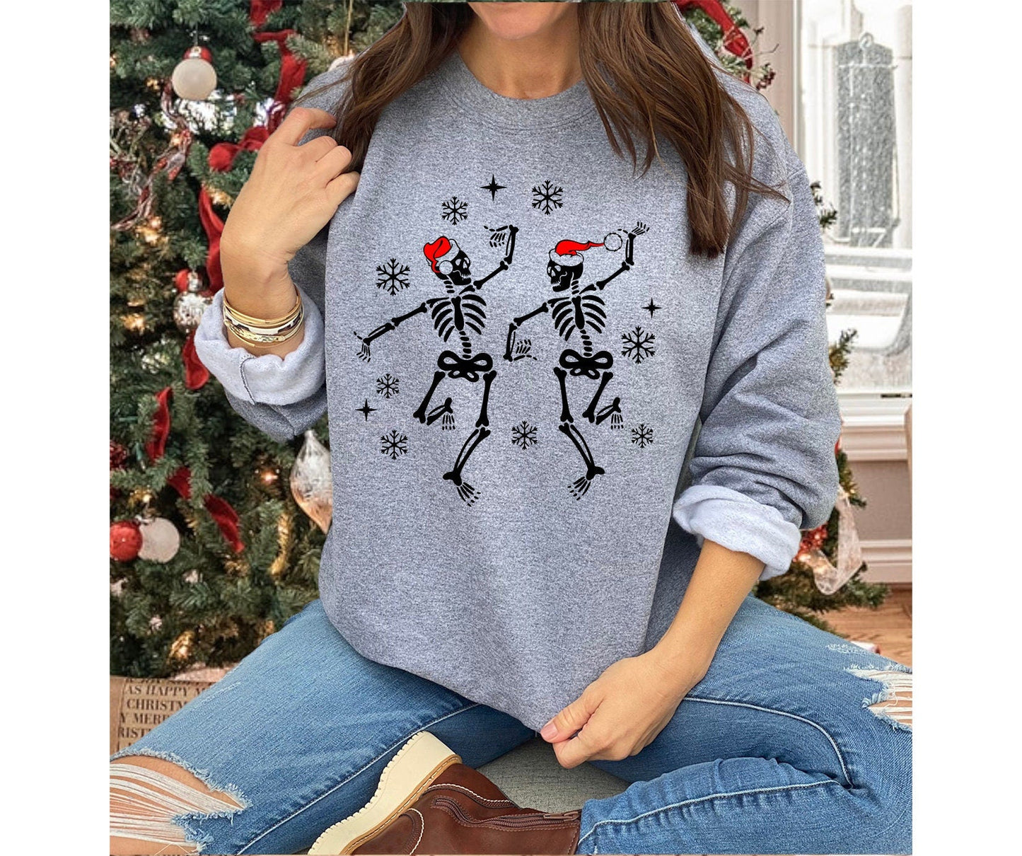 Christmas Dancing Skeletons Gildan Heavy Blend Sweatshirt