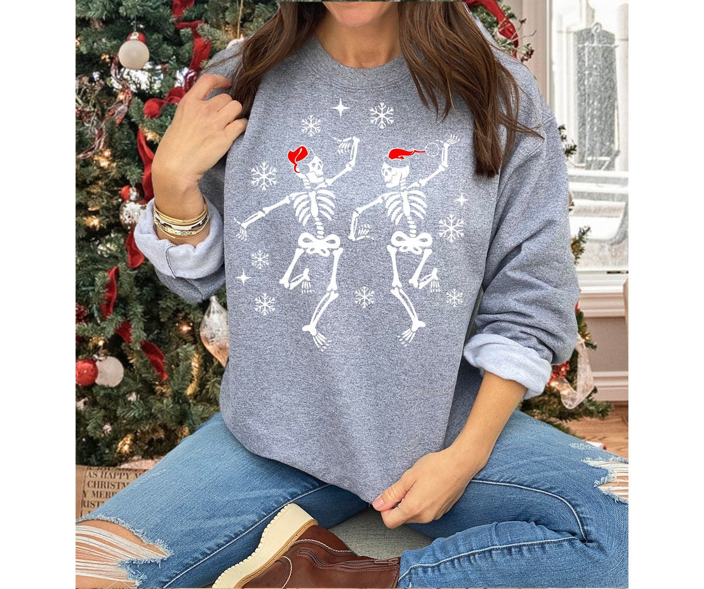 Christmas Dancing Skeletons Gildan Heavy Blend Sweatshirt
