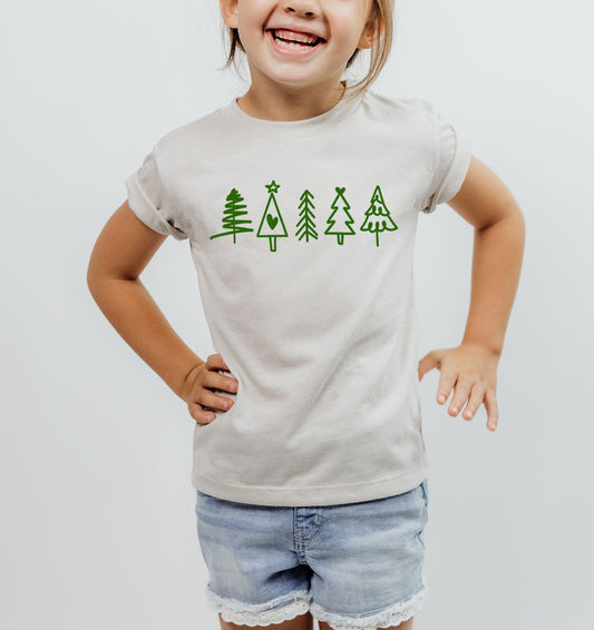 Christmas Doodle Trees Kids Tshirt or Sweatshirt