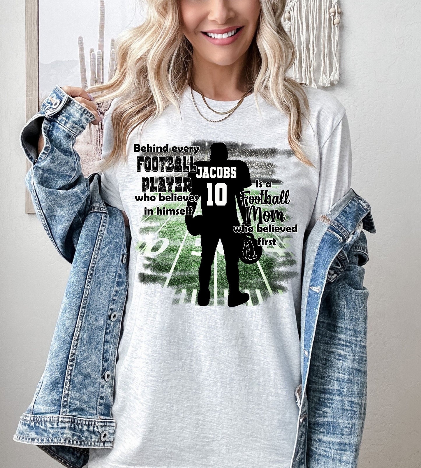 Behind Every Football Player is a Mom Personalized Gildan Softstyle Sweatshirt or T-shirt