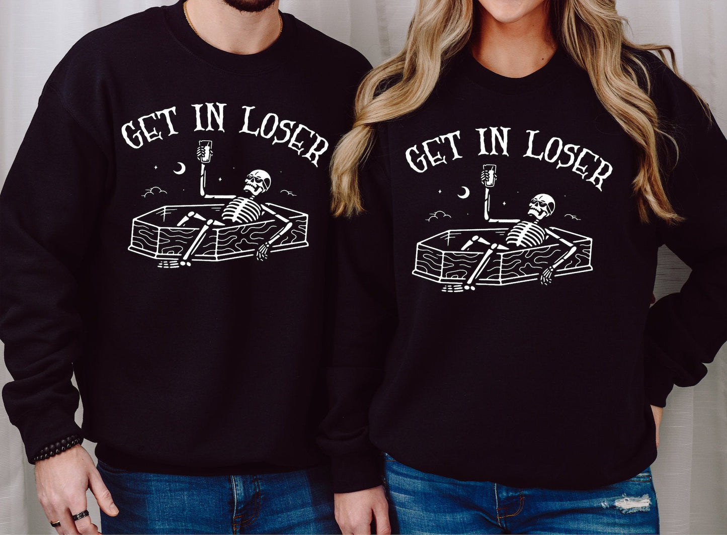 Get In Loser Skeleton Halloween Gildan Softstyle Sweatshirt