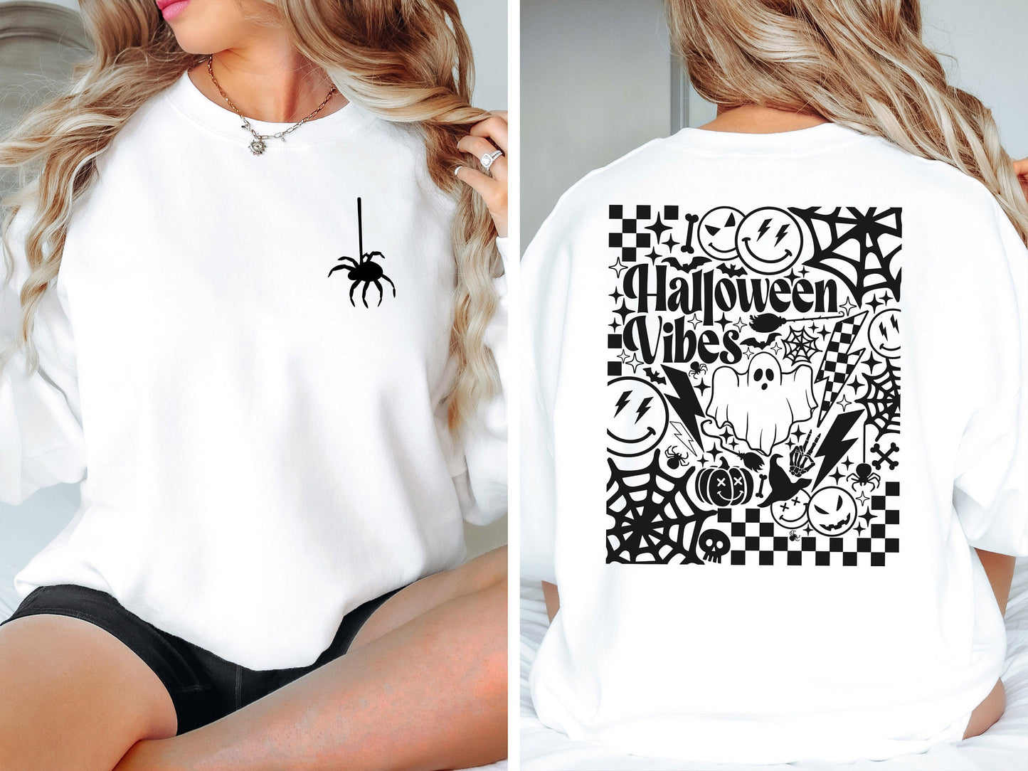 Halloween Vibes Checker Gildan Softstyle T-shirt