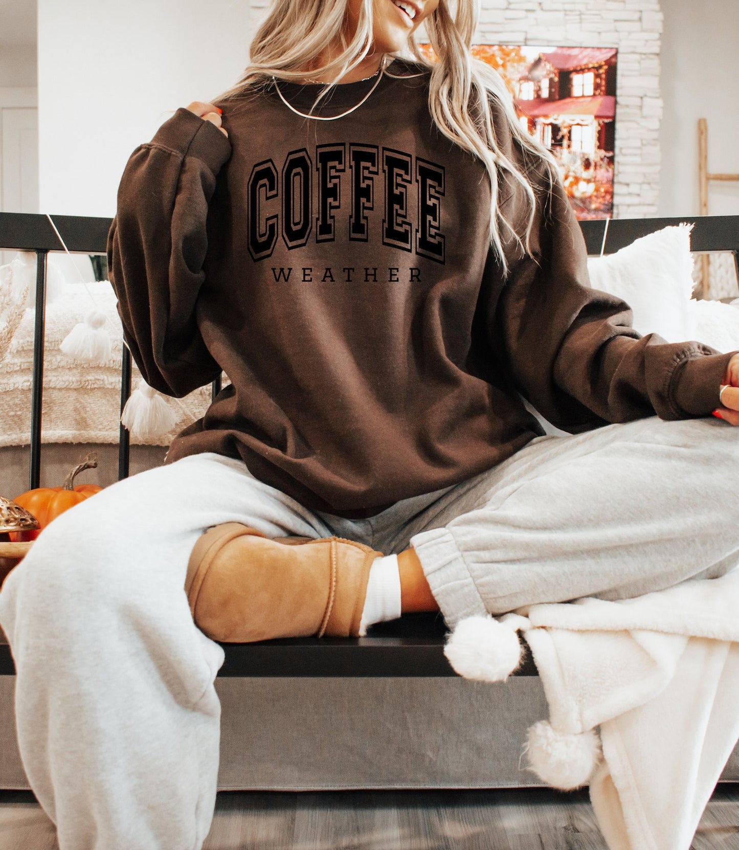 Coffee Weather PUFF Gildan Sweatshirt