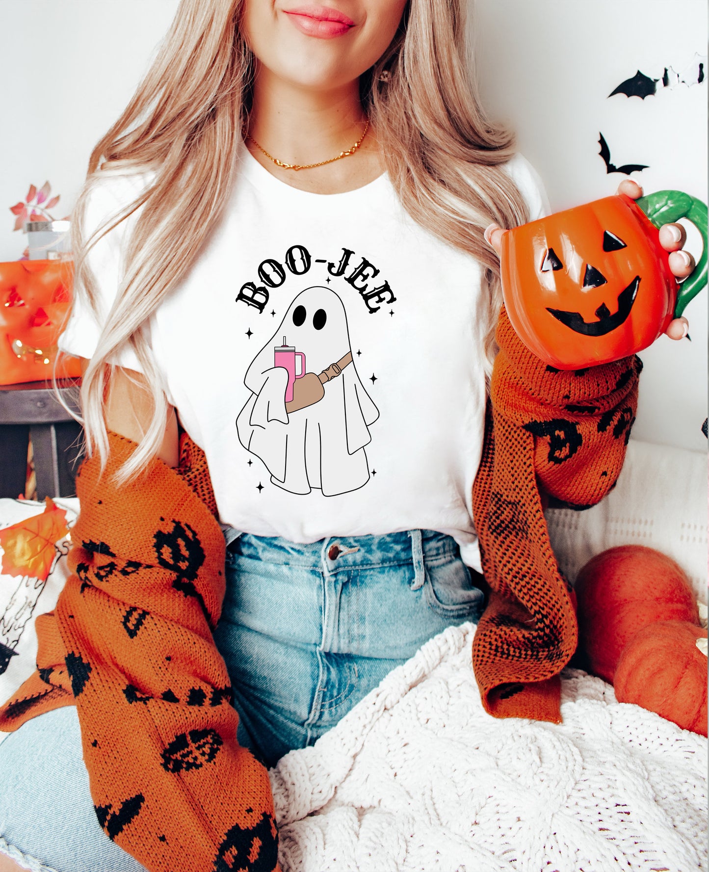 Boo Jee Halloween GhostGildan Sweathshirt