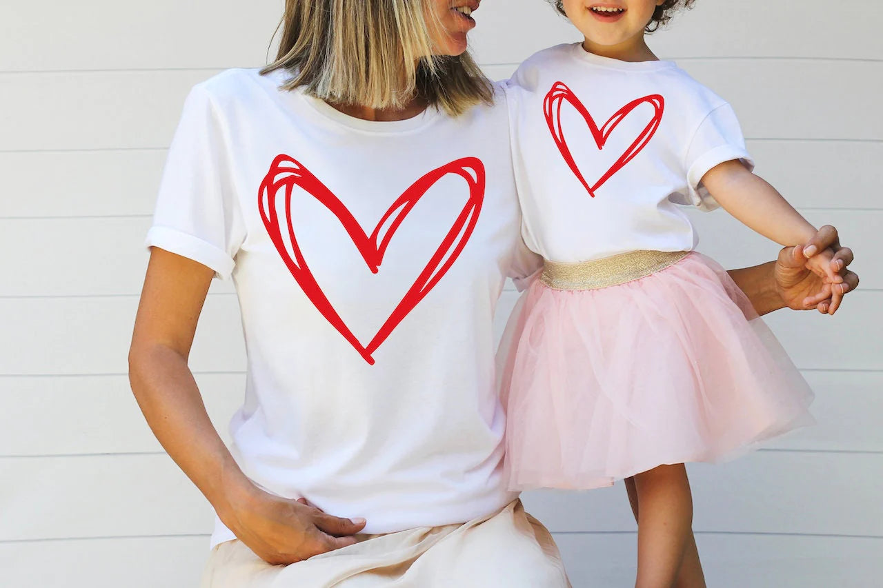 Mama Mini Heart Sketch Bella Canvas T-shirt