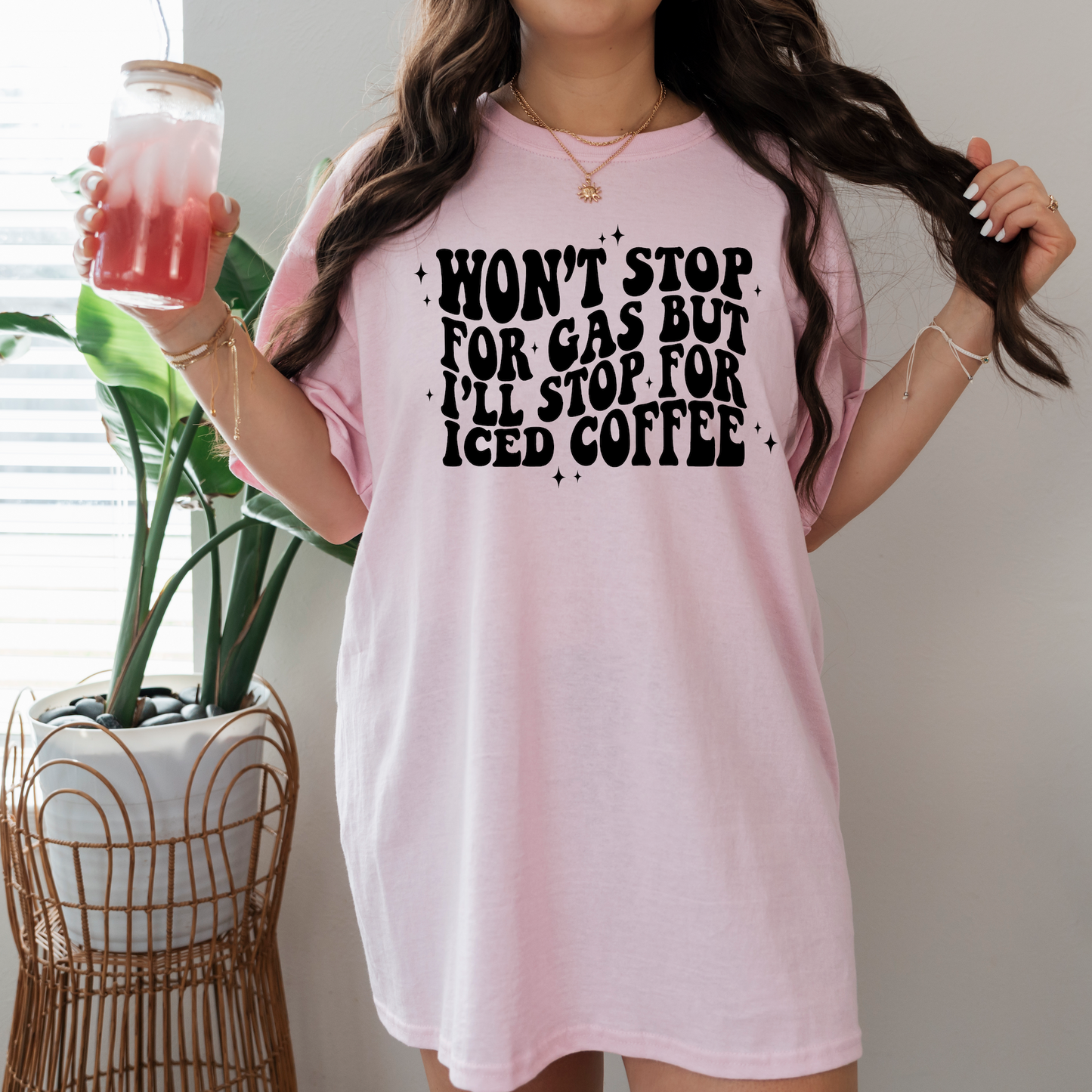 Wont Stop For Gas But I'll Stop for Iced Coffee Comfort Colors T-Shirt